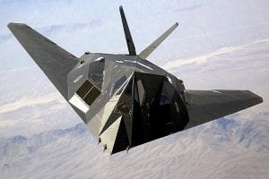 A US Air Force F-117A Nighthawk Stealth Fighter aircraft