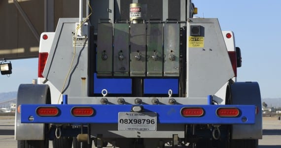 A heavy weight deflectometer from the Air Force Civil Engineer Center’s Airfield Pavement Evaluation team