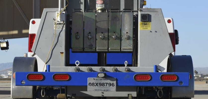 A heavy weight deflectometer from the Air Force Civil Engineer Center’s Airfield Pavement Evaluation team