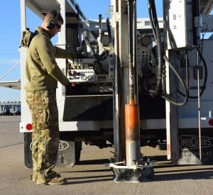 An Airman from the Air Force Civil Engineer Center’s Airfield Pavement Evaluation team