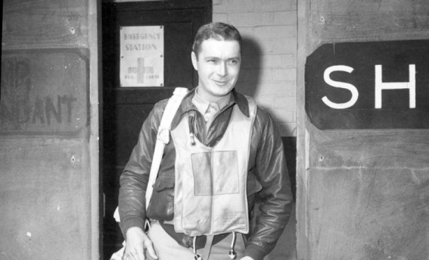 Col. William “Wild Bill” Cummings, 355th Fighter Group commander, walks out of a building before the Normandy invasion. The 355th FG was a part of D-Day, June 6,1944, in the first phase of Operation Overlord, the Allied invasion of occupied France. (Courtesy photo)