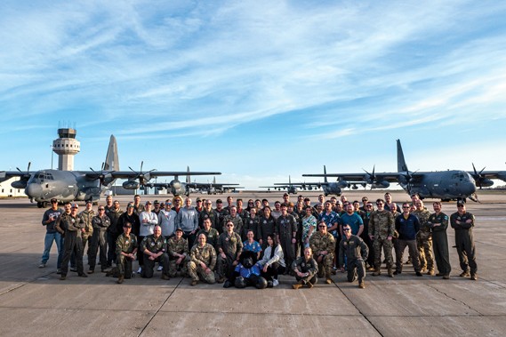 U.S. Air Force Airmen assigned to various rescue squadrons pose for a group photo at Salina Regional Airport, Kansas, March 28, 2024. After several days and multiple training scenarios, the 102nd Rescue Squadron claimed first place in the Rescue Rodeo, an event pitting active duty, Air National Guard, and Reserve rescue units against each other. 