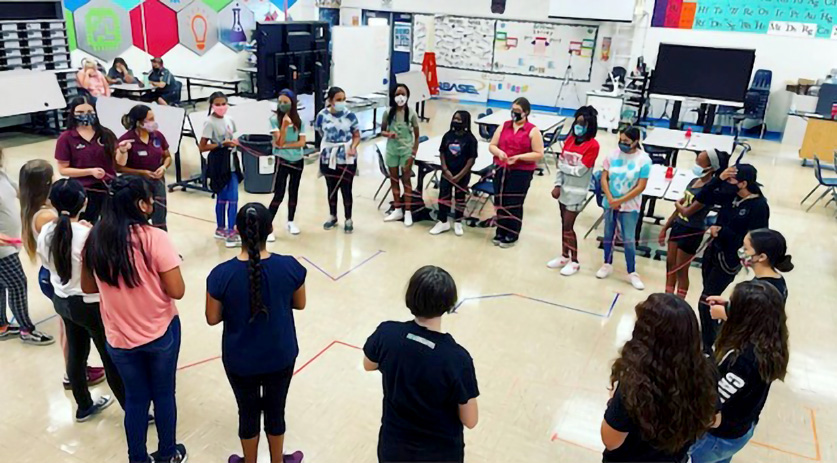 STARBASE Edwards students work on a class project inside the STARBASE classroom. (Courtesy photograph)
