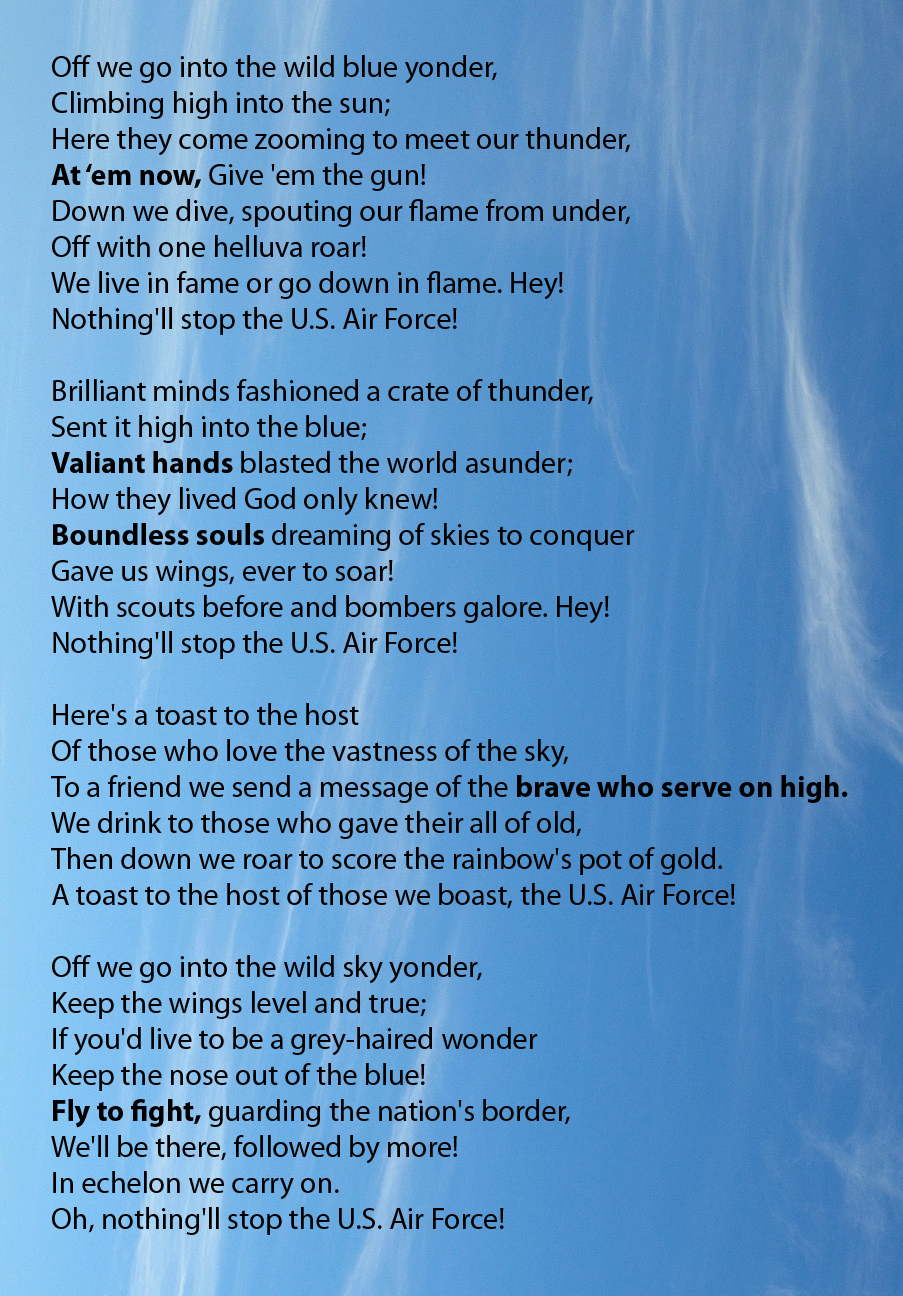 Final Changes To Air Force Song Announced The Thunderbolt Luke Afb