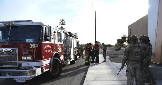 Airmen from the 56th Security Forces Squadron and the 56th Civil Engineer Squadron