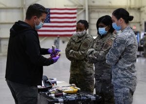 Capt. Scott Balak, Buckeye Fire Department SWAT medic, holds an intraosseous infusion needle