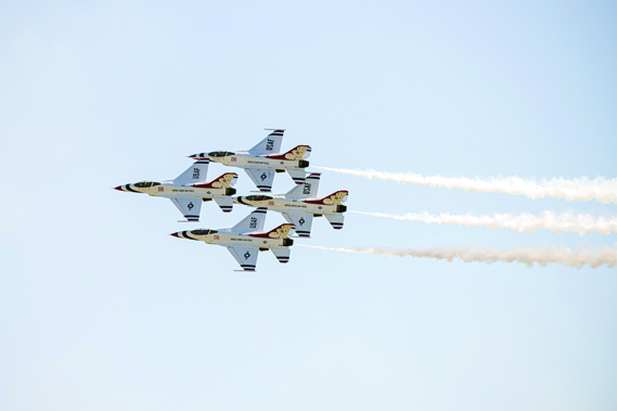 The United States Air Force Demonstration Squadron “Thunderbirds” perform at the Southern California Air Show 2023 at March Air Reserve Base. (U.S. Air Force by Tech. Sgt. Carlton Creary)