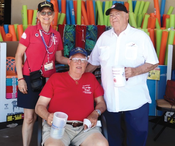Members of the Jewish War Veterans Copper State Post 619 Post raise money for various veterans’ charities. Standing, from left are Gabe Forsberg and Cy Warshaw. Seated is Post Commander Bob Brooks. (Courtesy photo)