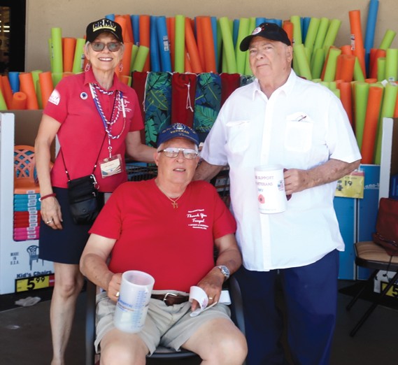 Members of the Jewish War Veterans Copper State Post 619 Post raise money for various veterans’ charities. Standing, from left are Gabe Forsberg and Cy Warshaw. Seated is Post Commander Bob Brooks. (Courtesy photo)
