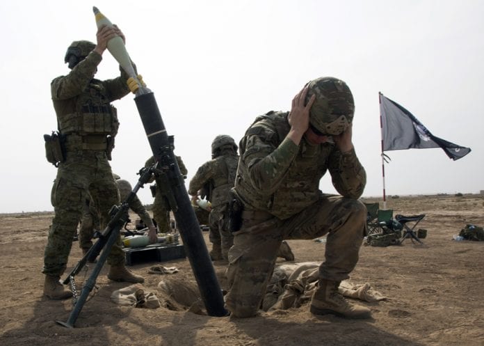 army mortar Sgt. Trevor Cacciatore, assigned to the 3rd Cavalry Regiment