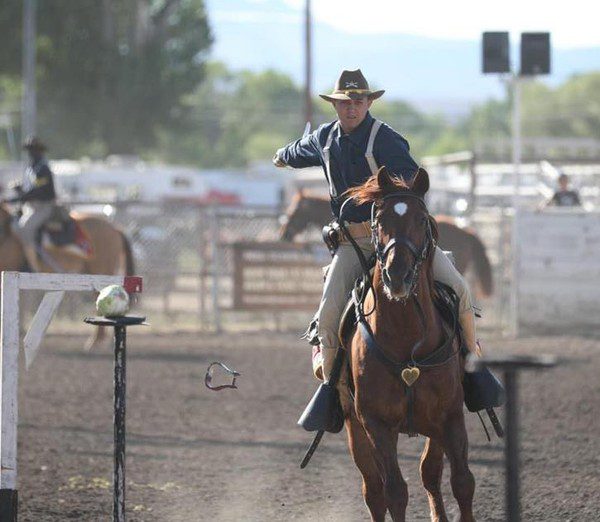 Spec. Bryan Mosqueda and his horse Bradley. (Army photograph)