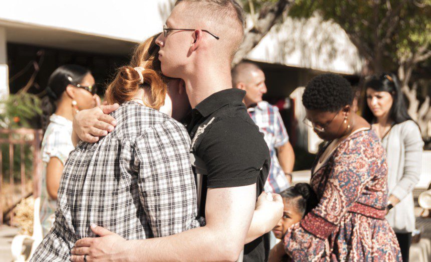 Then-private Allen Mattox, holds his wife, Paige Mattox, during an observance for parents, families and staff members who have suffered the loss of a child during infancy or pregnancy to gather in a social setting for support, education and release of balloons in remembrance of their children in October 2016. Soldiers who have lost their children on or before June 25, 2022 may qualify for up to 14 consecutive days of non-chargeable bereavement leave if they meet certain conditions. Soldiers who suffered a miscarriage or stillbirth are not eligible.