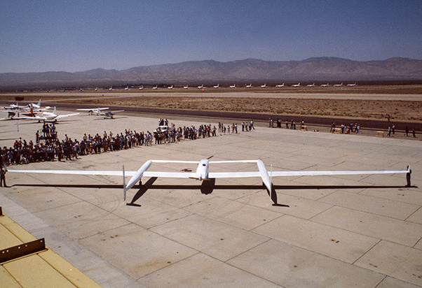 Photograph courtesy of the Smithsonian Institution On Dec. 23, 1986, Voyager completed the first nonstop, non-refueled flight around the world.
