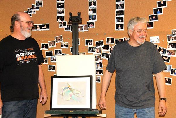 Photograph by Linda KC Reynolds Artist Steve Ponting and Ramon Ramirez teach art classes for Vets 4 Veterans during a 10-week series. Even those who never thought they were interested in art said that thinking about colors, shapes and the fellowship, is a great way to soothe the mind.