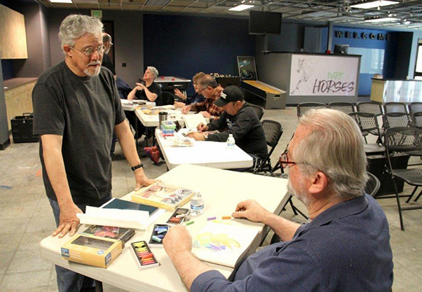 Photograph by Linda KC Reynolds Artist Ramon Ramirez shares more than artist’s techniques during a class sponsored by Vets 4 Veterans during a ten-week session being held at The Highlands Church in Palmdale, Thursdays at 9 a.m.