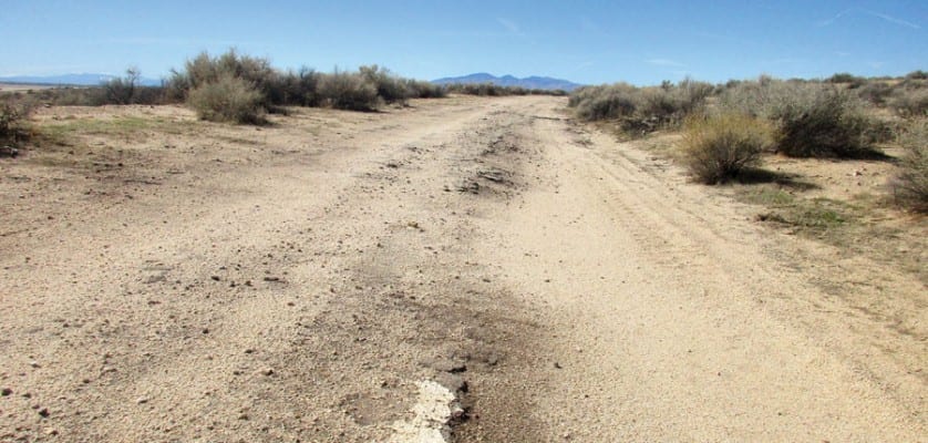 Photograph by Bob Alvis The old road and a bit of the centerline that carried the workforce in the early day’s of Muroc /Edwards.