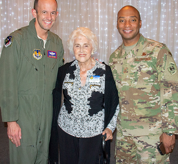 Photograph by Linda KC Reynolds Gen E. John “Dragon” Teichert Commander, 412 Test Wing, Aida O’Connor and Chief Master Sgt. Roosevelt Jones enjoy the Civ-Mil Annual Installation of Officers and Directors banquet. O’ Connor started the organization more than 25 years ago to help support those serving at Edwards AFB. Civ-Mil supports the enlisted with practical needs such as emergency travel, supports Airman’s Attic where families can shop for free, and entertainment such as pool tables and computers, to help make life a little more enjoyable at Edwards. Jones is the principle adviser to the commander on matters concerning morale, welfare, discipline, training, fitness and quality force initiatives and effective utilization of the wing’s personnel and their families.