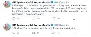 Rockets hit airbase in Iraq hosting U.S. troops