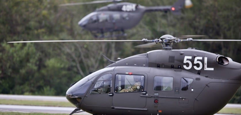 Two U.S. Army UH-72 Lakota Helicopters assigned to Fort Rucker, Ala. The Army reported that a Lakota from Fort Rucker crashed in south Alabama April 20, 2021. (Army photograph by Staff Sgt. Austin Berner)