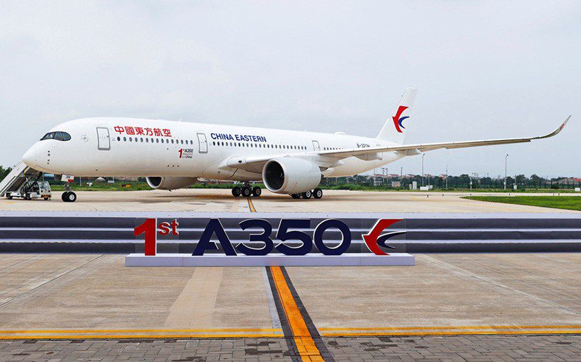 Airbus delivers the first A350 from its wide-body completion and delivery center in China. (Airbus photograph)