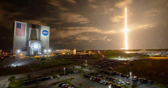 SpaceX Falcon 9 rocket soars