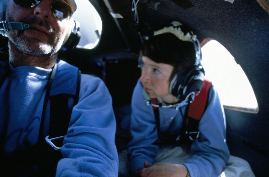 Dick Rutan and Jeana Yeager inside the cramped Voyager cockpit. (Courtesy photograph)