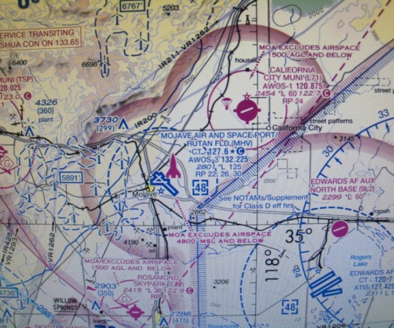 Los Angeles Sectional Aeronautical chart showing Mojave Air and Space Port ‘Rutan Field.’ (Courtesy image)