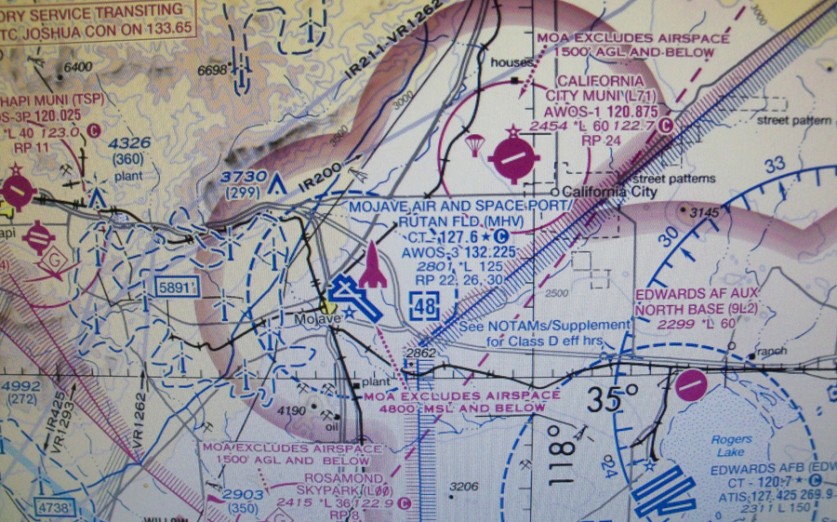 Los Angeles Sectional Aeronautical chart showing Mojave Air and Space Port ‘Rutan Field.’ (Courtesy image)