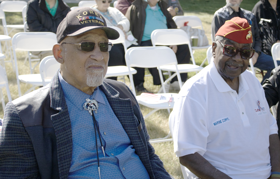 Bishop Henry Hearns, Sergeant U.S. Army, Korean War and Leonard Thornton, Master Sergeant U.S. Marine Corps, Korean War Era, Vietnam at the Lancaster Cemetery annual Memorial Day Remembrance Ceremony on May 29, 2023.