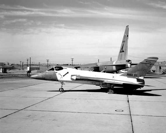 F5D Skylancer NASA 212 modified as the X-20 Dyna-Soar vision field simulator. (Photo by NASA)