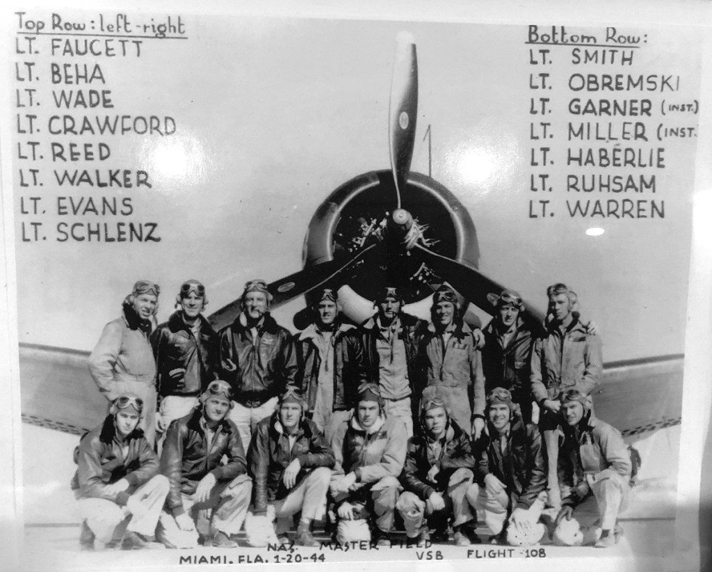 Joy Miller’s father and his Corsair squadron at Marine Corps Auxiliary Air Station (MCAAS) at Mojave, Calif. (Photo courtesy of Lt. Hawley Evans)