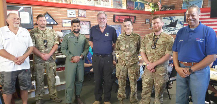 Coffee4Vets VP Tony Tortolano, RAF personnel with Danny Bazzell and Coffee President Juan Blanco