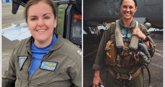 Lt. Cmdr. Lyndsay "Miley" Evans, left, and Lt. Serena "Dug" Wileman. (U.S. Navy photo)