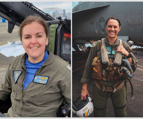 Lt. Cmdr. Lyndsay "Miley" Evans, left, and Lt. Serena "Dug" Wileman. (U.S. Navy photo)