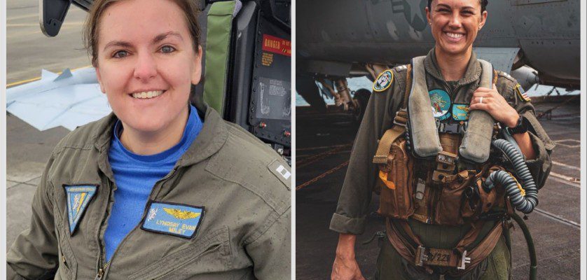 Lt. Cmdr. Lyndsay "Miley" Evans, left, and Lt. Serena "Dug" Wileman. (U.S. Navy photo)
