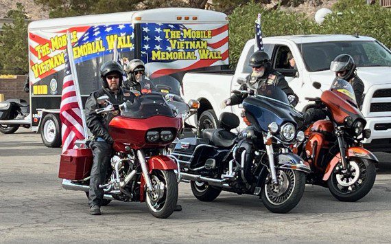 AV Wall and Veterans Motorcycle Escort on move. (Photograph by Dennis Anderson)