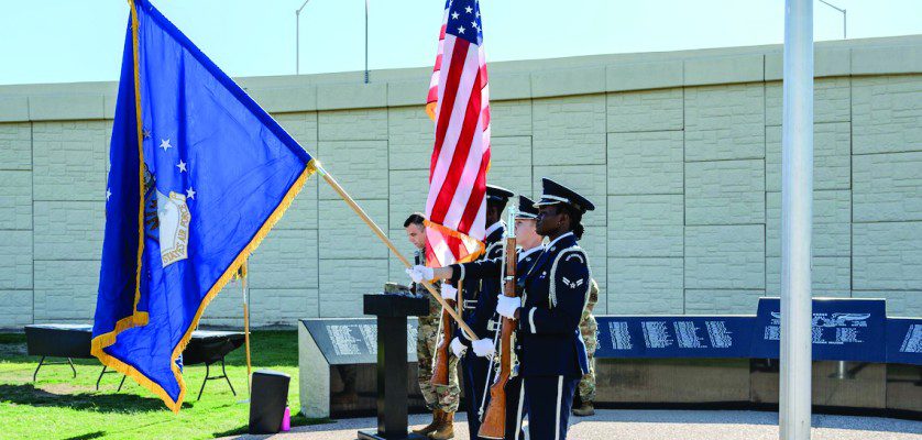 U.S. Air Force honor guardsmen assigned to the 56th Fighter Wing present the colors at Luke Air Force Base’s National Police Week closing ceremony, May 16, 2025, at Luke AFB, Arizona. This formal act concluded a week honoring the fallen, active-duty military, and civilian law enforcement. This ceremony served as a tribute to their bravery and sacrifice in the line of duty.