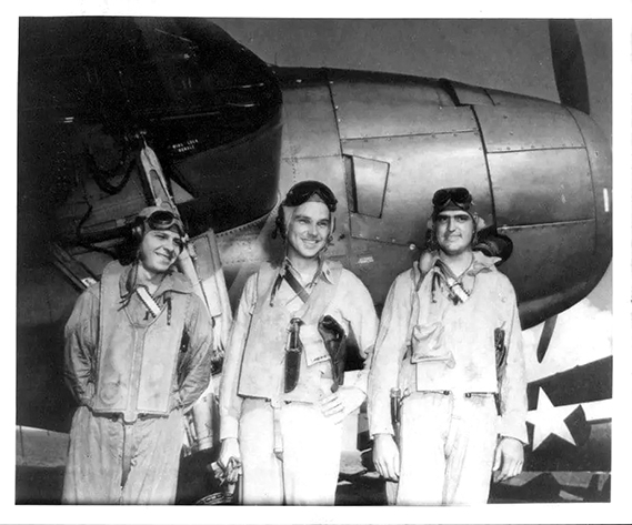 Aviation Machinist Mate 2nd Class Loyce Edward Deen, right, with his crew mates. (U.S. Navy photograph)