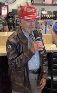 Ken Placek, World War II fighter pilot, speaks recently at Coffee4Vets. Photograph by Dennis Anderson